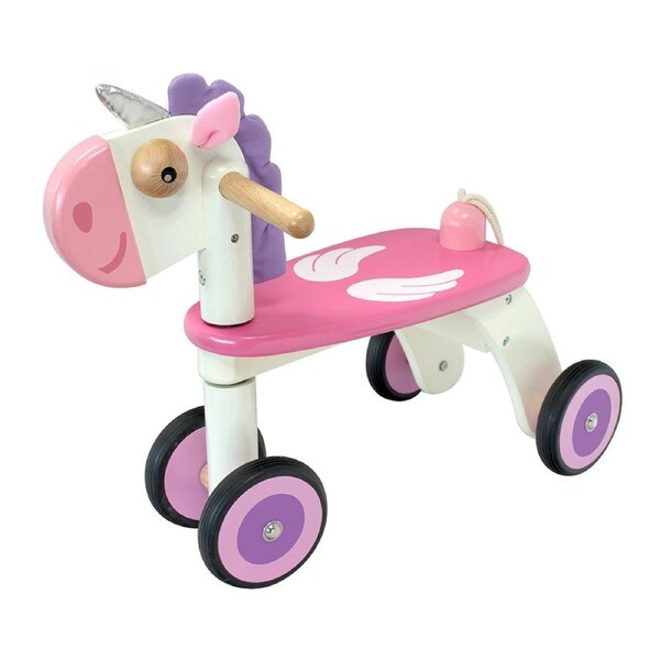 Im Toy 56cm Wood Style Rider Unicorn Kids/Children 4-Wheel Ride-On Play Toy 12m+
