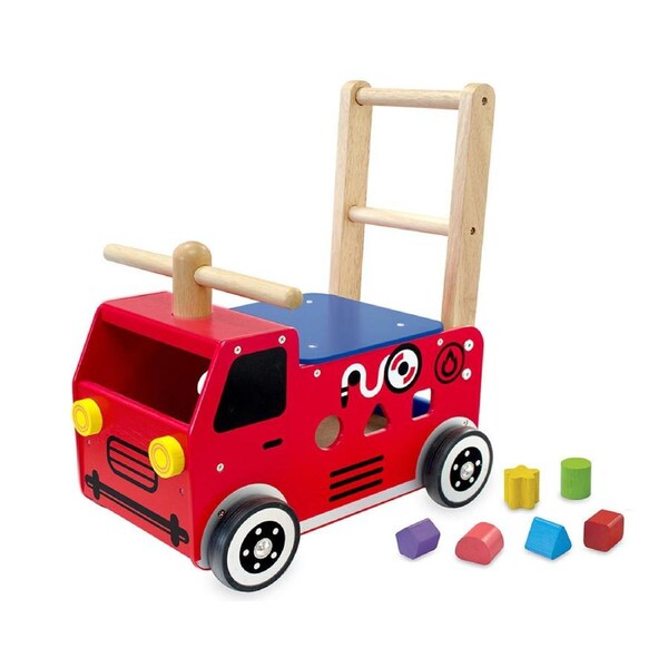 Im Toy 52cm Wood Walk & Ride Fire Engine Sorter Kids Play Ride-On Toy 12m+