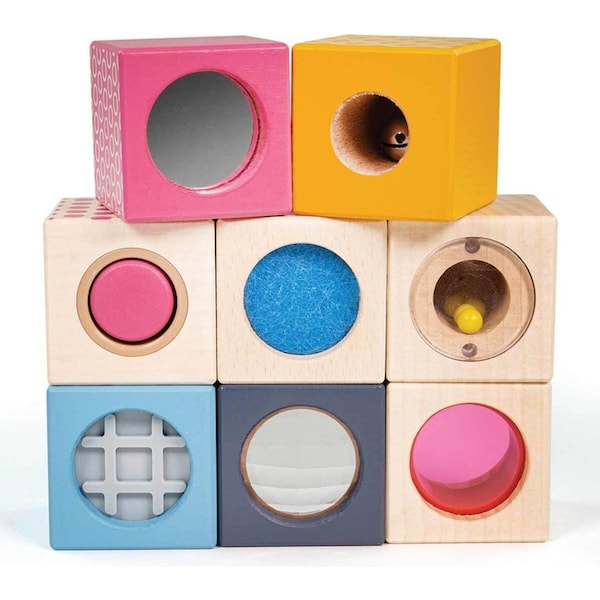 Bigjigs Toys FSC Sensory Blocks Kids/Children Play Wooden Stacking Toy Set 12m+