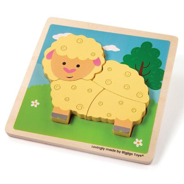 4pc Bigjigs Toys 15cm Chunky Lift Out Puzzle Sheep Kids Wooden Sensory Toy 10m+