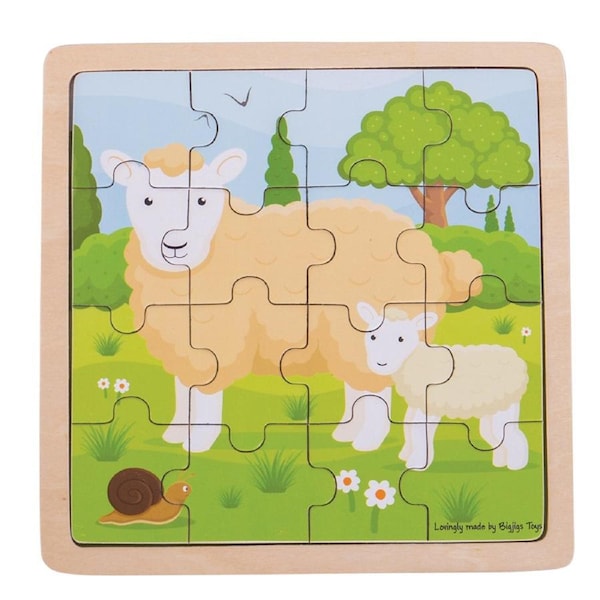 16pc Bigjigs Toys 18cm Sheep & Lamb Jigsaw Puzzle Kids/Children Wooden Toy 2y+