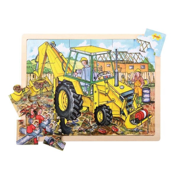 24pc Bigjigs Toys 43cm Large Tray Puzzle Digger Kids/Children Wooden Toy 3y+
