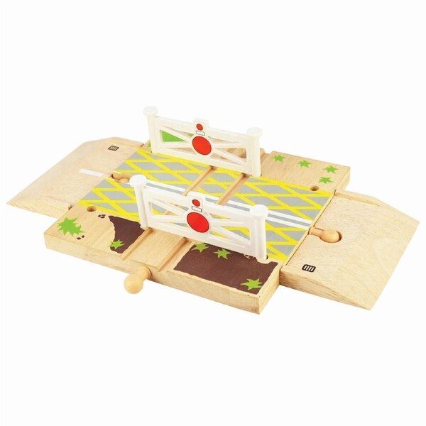 3pc Bigjigs Rail Level Crossing Kids Wooden Toy Train/Railway Accessory 3y+