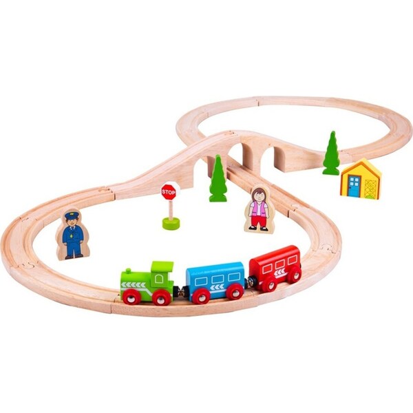 Bigjigs Rail Figure of Eight Train Set Kids/Children Interactive Wooden Toy 3y+