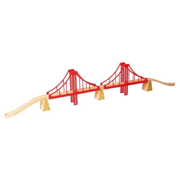 7pc Bigjigs Rail 20cm Double Suspension Bridge Wooden Toy Railway Accessory 3y+
