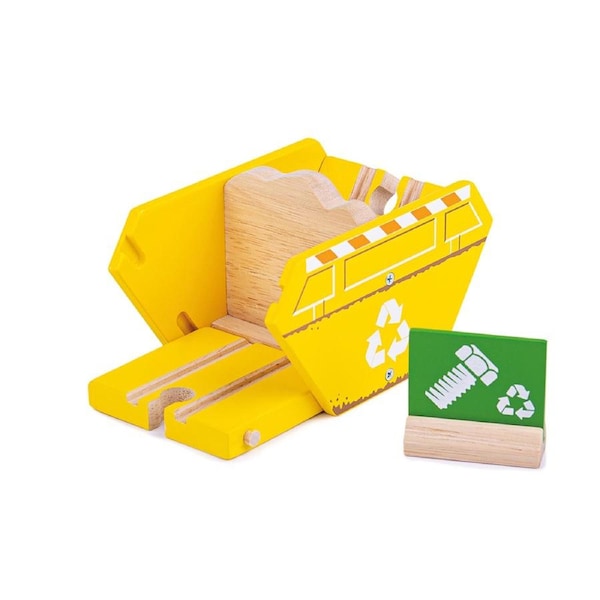 Bigjigs Rail 13cm Recycling Skip Kids/Children Wooden Toy Railway Accessory 3y+
