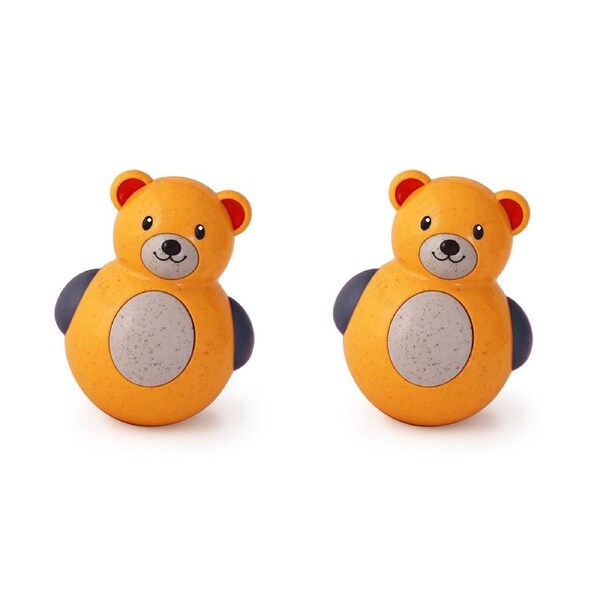 2x Tolo Toys Bio Plastic 11.5cm Roly Poly Bear Baby/Toddler Sensory Play Toy 6m+