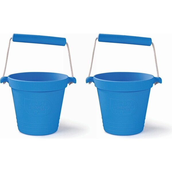 2x Bigjigs Toys 14cm Activity Bucket Kids/Children Outdoor Toy Ocean Blue 18m+