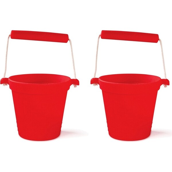2x Bigjigs Toys 14cm Activity Bucket Kids/Children Outdoor Toy Cherry Red 18m+