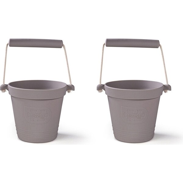2x Bigjigs Toys 14cm Activity Bucket Kids/Children Outdoor Toy Stone Grey 18m+