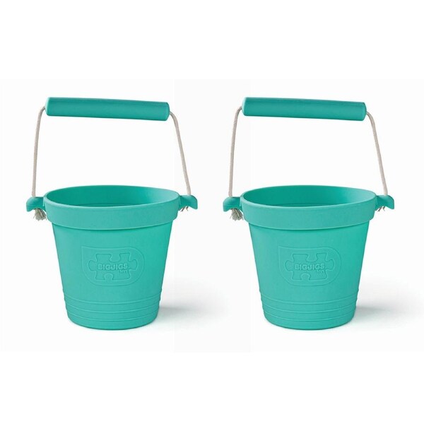 2x Bigjigs Toys 14cm Activity Bucket Kids/Children Outdoor Toy Eggshell GRN 18m+