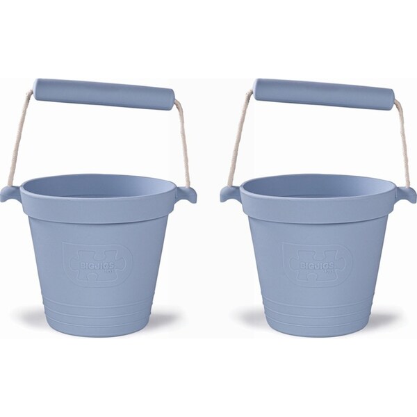 2x Bigjigs Toys 14cm Activity Bucket Kids/Children Outdoor Toy Dove Grey 18m+