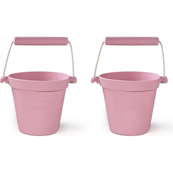 2x Bigjigs Toys 14cm Activity Bucket Kids/Children Outdoor Toy Blush Pink 18m+