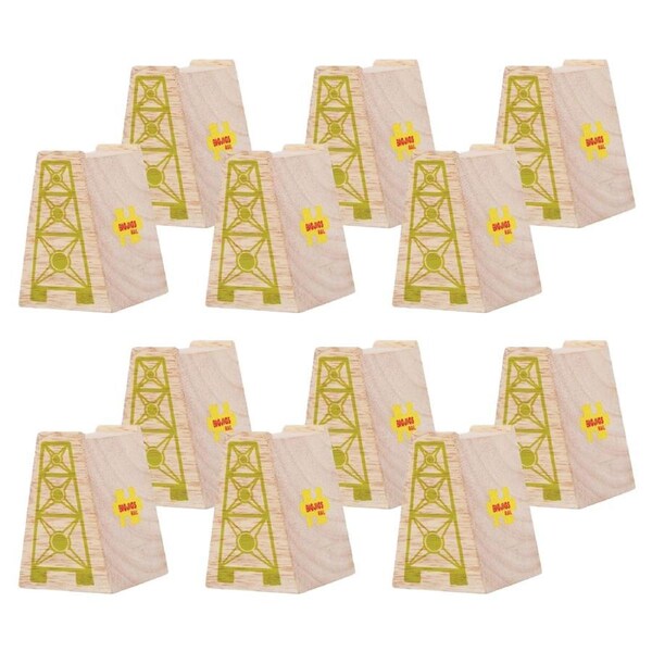 2x 6pc Bigjigs Rail 6.5cm High Level Blocks Wooden Toy Railway Accessory Set 3y+