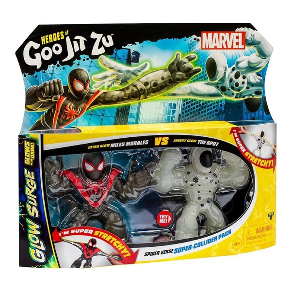 2pc Heroes Of Goo Jit Zu 4.5" Marvel S9 Glow Surge Versus Mini Stretchy Toys 4y+