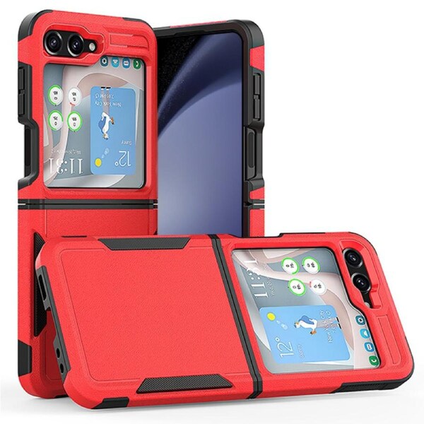 ZUSLAB Rugged Case for Samsung Galaxy Z Flip 6 Case Rugged Defende Protective Heavy Duty Shockproof Dustproof Cover (2024) - Red