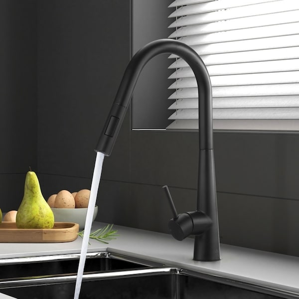Kitchen Mixer Tap Pull Out Faucet 2-Mode Sink Basin Swivel Black