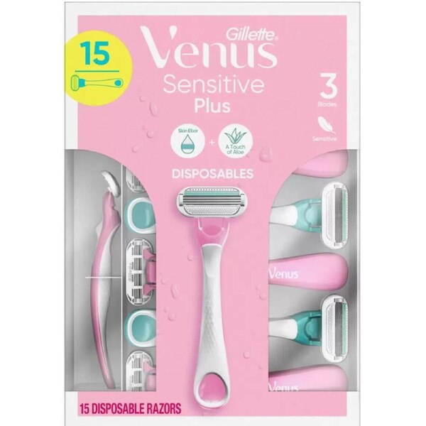 Gillette Venus Ladies Sensitive Skin Disposable Razors 15 Pack Women Shaver