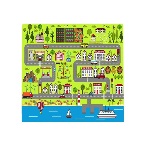 SOGA 120cm Kids Rug Street Map Play Mat Educational Baby Theme Park Area Rugs