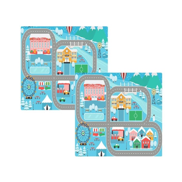 SOGA 2X 120cm Kids Rug Street Map Play Mat Educational Baby Theme Park Area Rugs