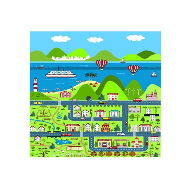 SOGA 120cm Kids Rug Street Map Play Mat Educational Baby Theme Park Area Rugs