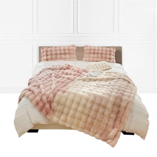 SOGA 200cm Light Pink Fuzzy Fur Throw Blanket
