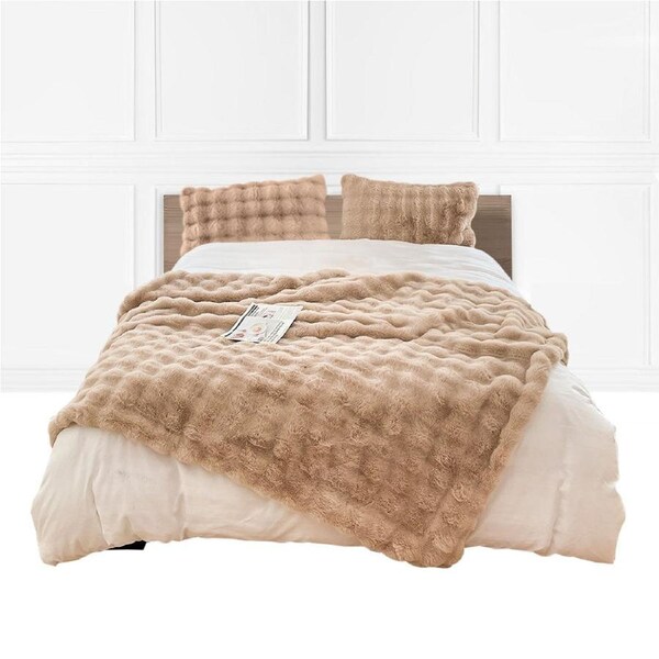 SOGA 200cm Light Camel Fur Fuzzy Super Soft and Cozy Fluffy Throw Blanket