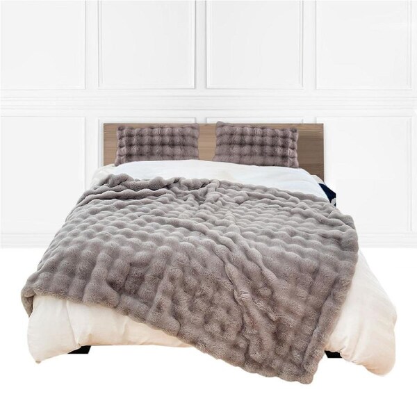 SOGA 200cm Grey Fur Fuzzy Super Soft and Cozy Fluffy Throw Blanket