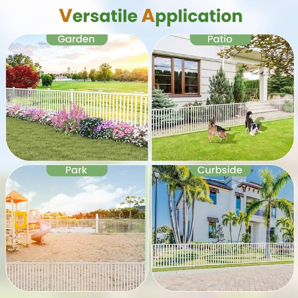 Costway 2PCS Garden Fence Guardrail Panel Durable Fence Screen Panel White
