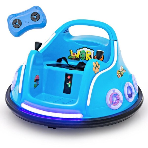 Babyjoy Kids Bumper Car 12V Electric Ride On Toy 360° Spin Bumping Toy Car w/Remote Control Children Gift Blue