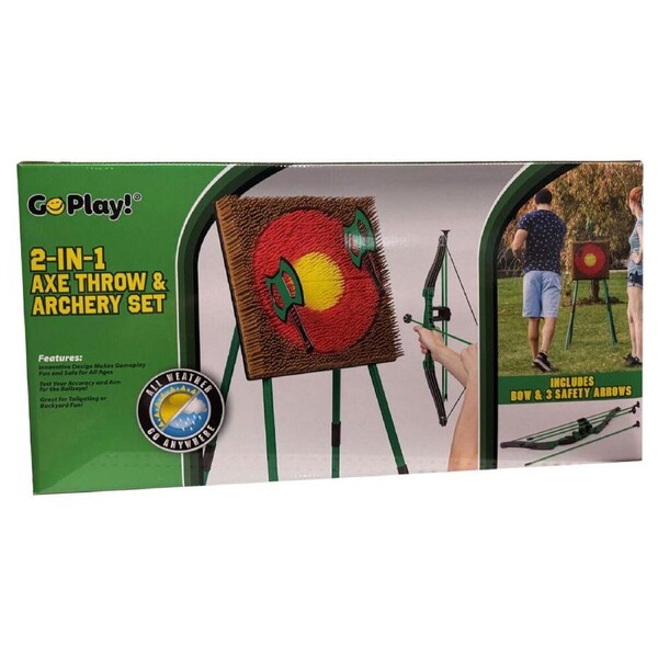Go Play! 2 in 1 Axe Throw and Archery Set Kids/Childrens Outdoor Toy 8Y+