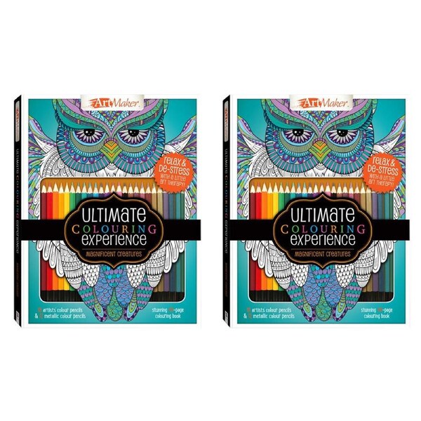 2x Art Maker Ultimate Colouring Experience Magnificent Creatures Book Kit
