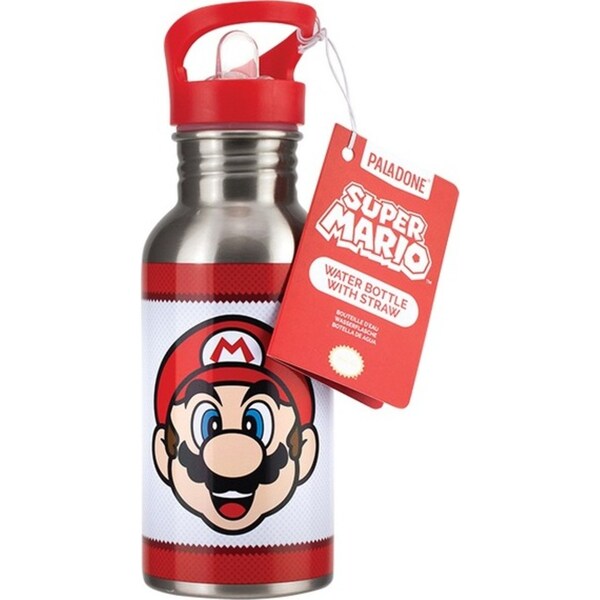 Nintendo Super Mario 480ml Water Bottle w/ Straw S/S Double Walled Drink Tumbler