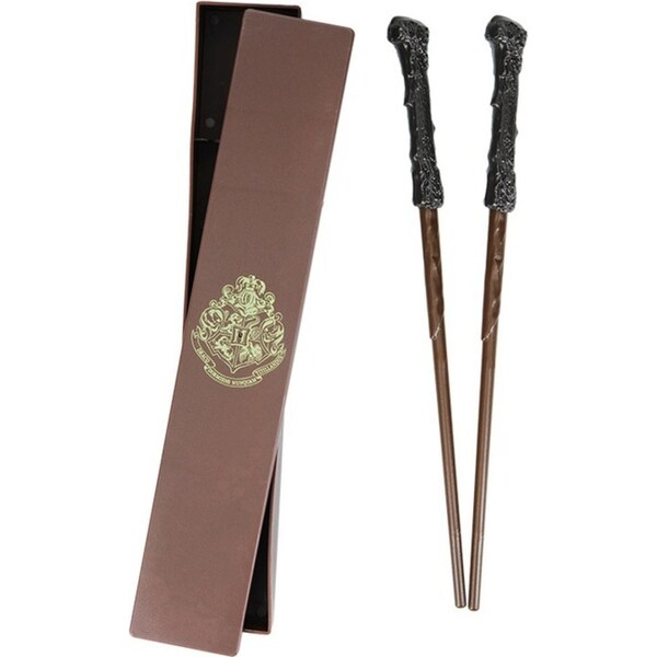 2pc Harry Potter Wand Chopsticks in Box 23cm Food Noodles Utensil Set Brown