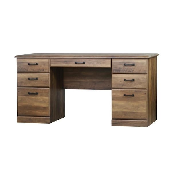 Huffins Executive Desk In Rustic Oak