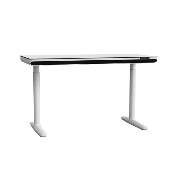 Luna 1.4m Duo Motor Sit and Stand Desk With Drawer In White