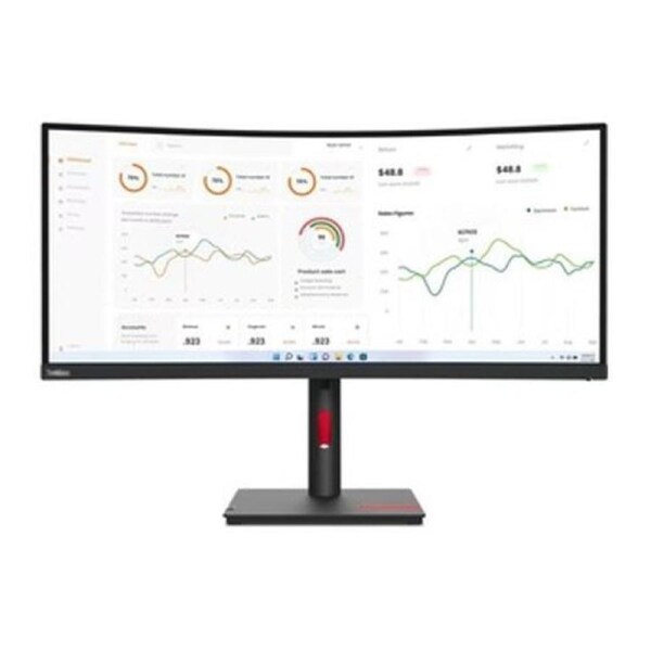 Lenovo ThinkVision T34w-30 34' WQHD Monitor 1500R Curve 4K 3440x1440 21:9 Height Adjustable Tilt and Swivel DP HDMI USB-C input LAN 4xUSB3.2 Hub 3yr