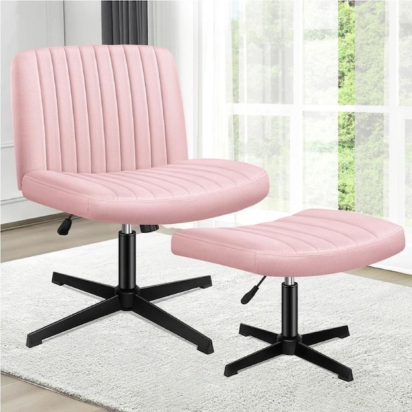 ALFORDSON Office Chair Mid back with Ottoman Velvet Pink