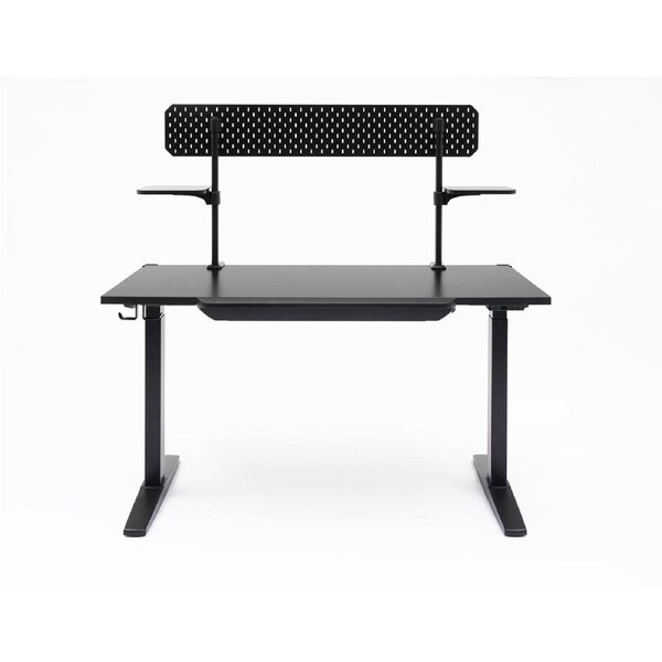 UNITY 1.4m RGB Lighting Duo Motor Electric Sit and Stand Desk with Adjustable Pegboard Hutch And Drawer