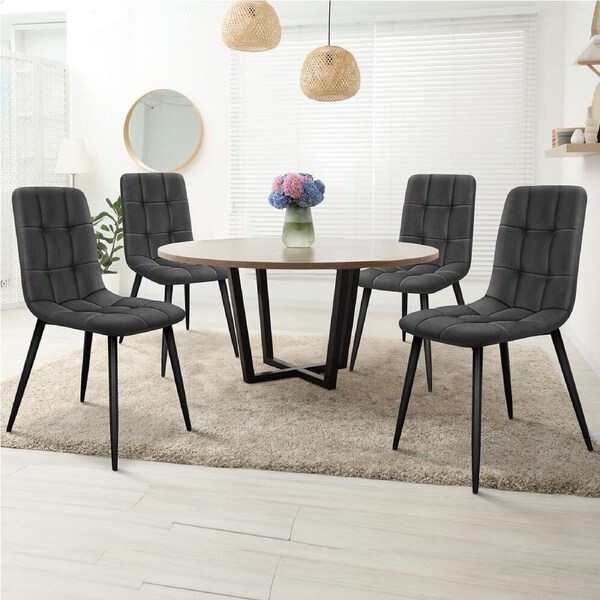 ALFORDSON 4x Dining Chair Elegant Retro Suede Fabric Grey