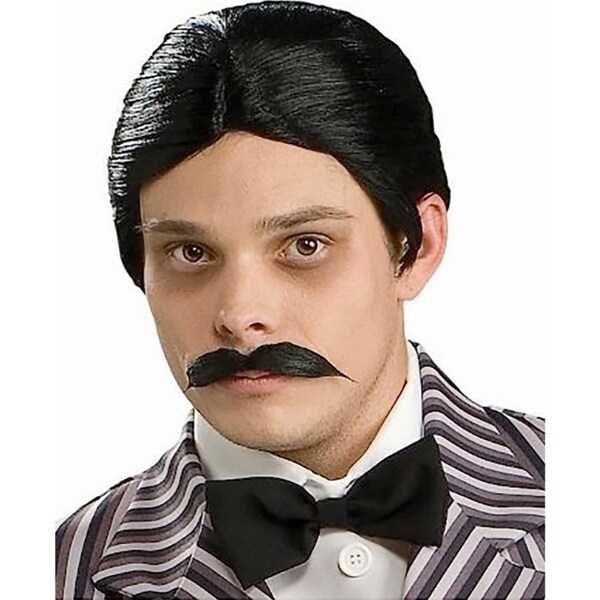 Adams Family Gomez Wig & Moustache Set Adult Halloween Costume Accessory Black