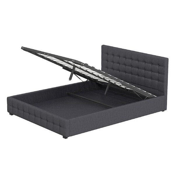 Milano Décor Eden Gas Lift Bed With Headboard Platform Storage Fabric King Single