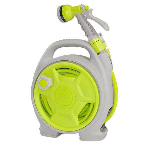 Mini Portable Garden Pipe Hose Cart 15m Reel Storage Set Garden Hose Storage Rack 29x15x32cm With High Pressure Water Gun for Cleaning Car Washing