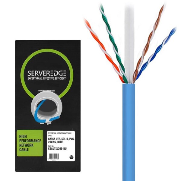 Serveredge Cat6A 305M Network Cable Utp Solid Pvc 23Awg Blue