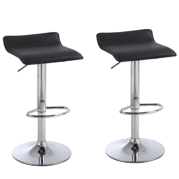 2 x Contemporary PU Leather Kitchen Bar Stools (BLACK -Set of 2)