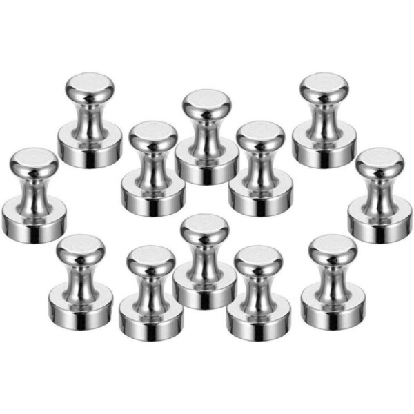12PCS Mini Fridge Magnets Neodymium Magnet, Pushpin N52 Magnets for Noticeboard Fridge Pinboard Magnetic Board - 12 x 16mm