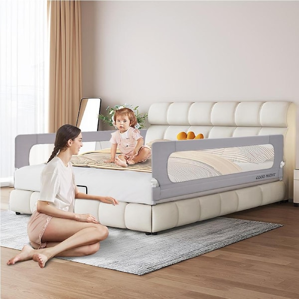 Playpals Baby Bed Rail 150CM Adjustable Folding Kids Safety Guard with Child Lock