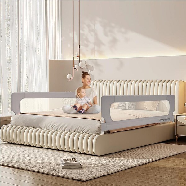 Playpals Baby Bed Rail 180CM Adjustable Folding Kids Safety Guard with Child Lock