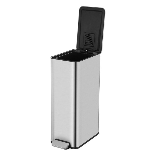 Small Rubbish Pedal Bin Garbage Can Recycling Trashcan Waste Recycling Stepbin Stainless Steel Soft Close Kitchen House 20L