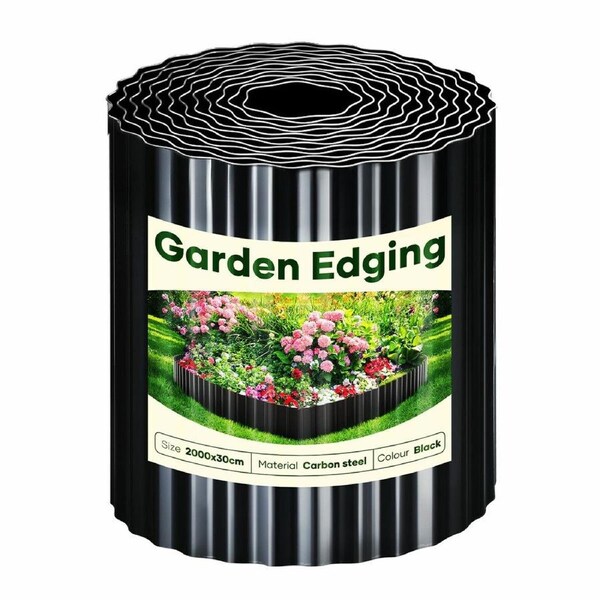 Garden Landscape Edging 20mx30cm Lawn Border Flower Plant Bed Grass Path Fence DIY Flexible Corrugated Carbon Steel Roll Kit